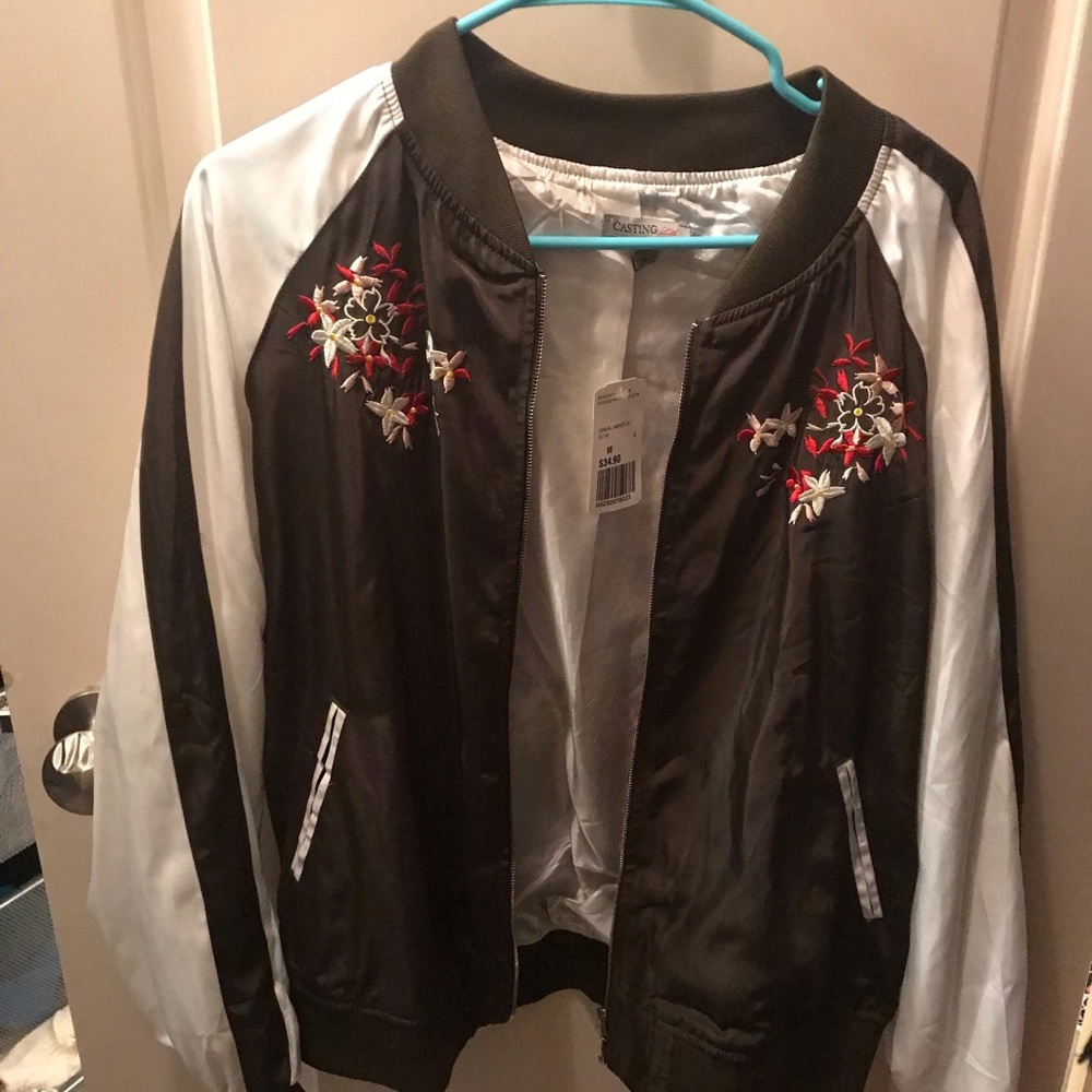 Forever 21 floral bomber jacket